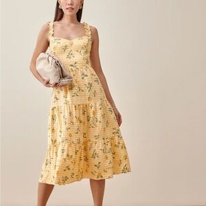 Floral Yellow Gingham Dress